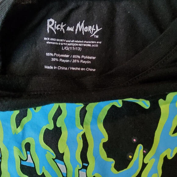Rick and Morty Junior Large 11-13 T-Shirt Black Super Soft Graphic Women Curved - Picture 3 of 4